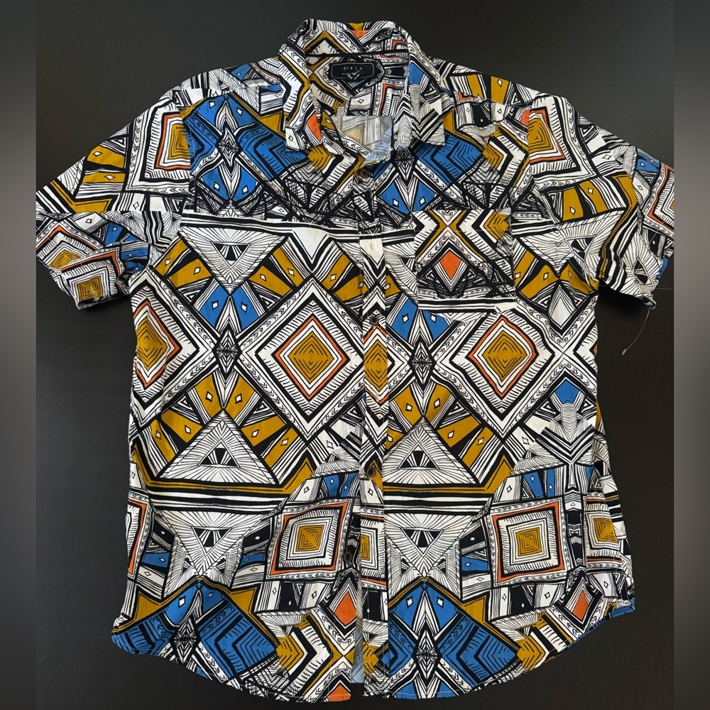 21men Geometric Casual Shirt - Blue, Orange, Black